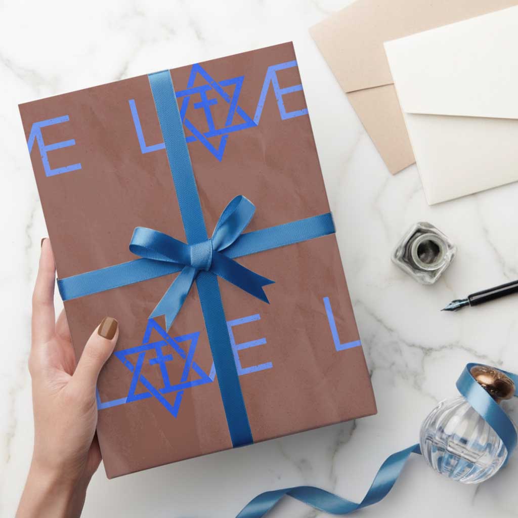 Love Jewish Messianic Cross Star Of David Wrapping Paper Roll TS11 Mocha Print Your Wear