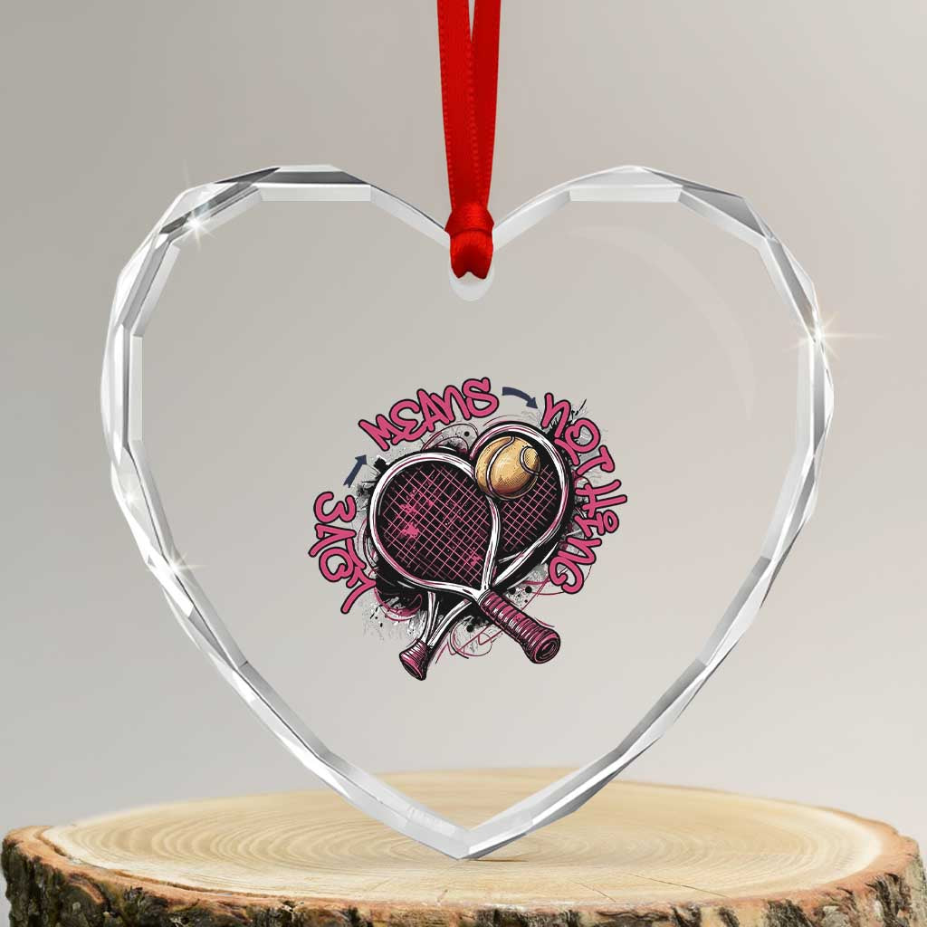 Love Means Nothing Heart Crystal Glass Ornament Tennis Lovers TS12 Transparent Glass 3'' Heart Print Your Wear