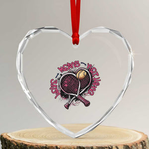Love Means Nothing Heart Crystal Glass Ornament Tennis Lovers TS12 Transparent Glass 3'' Heart Print Your Wear