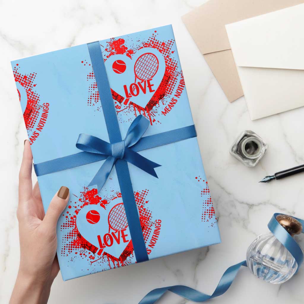 Love Means Nothing To A Tennis Player Wrapping Paper Roll Valentines Day Gift TS12 Light Blue Print Your Wear