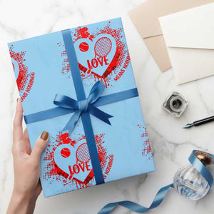 Love Means Nothing To A Tennis Player Wrapping Paper Roll Valentines Day Gift TS12 Light Blue Print Your Wear