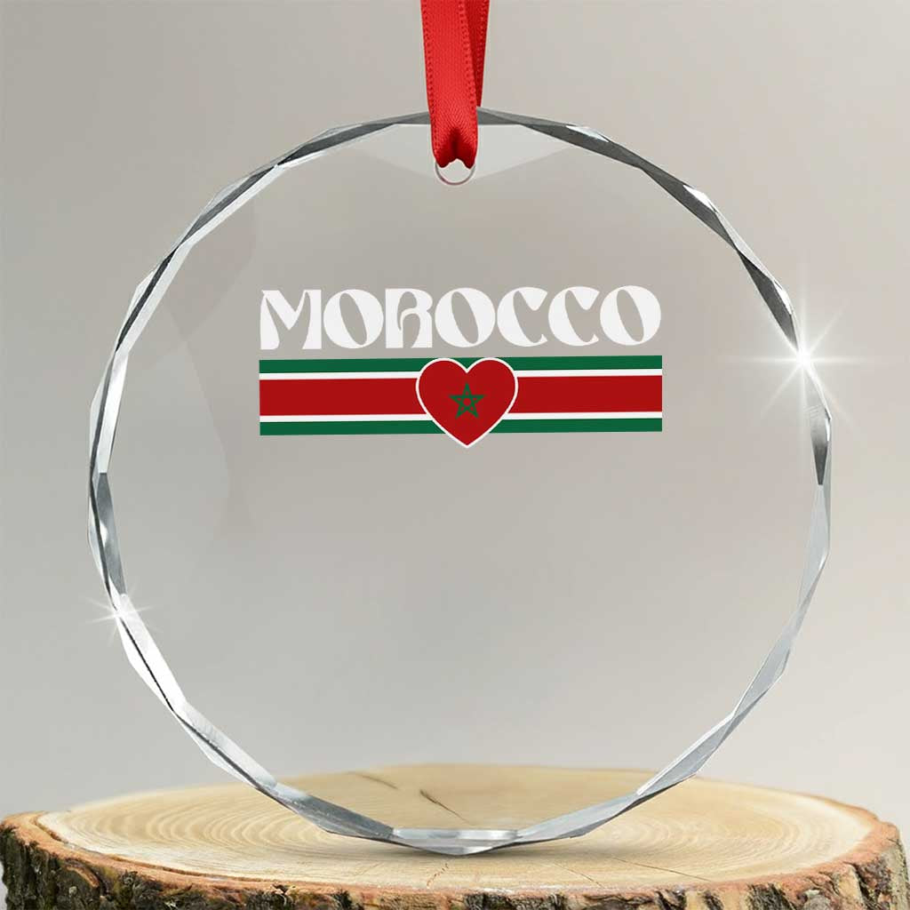 Love Morocco Retro Stripe Graphic Crystal Glass Ornament Maroc Moroccan Flag Heart TS02 Transparent Glass 3'' Circle Print Your Wear