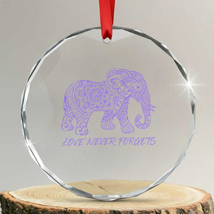 Love Never Forgets Elephant Mandala Crystal Glass Ornament Animal Lover Gift