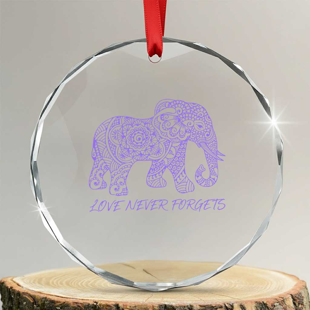 Love Never Forgets Elephant Mandala Crystal Glass Ornament Animal Lover Gift TS12 Transparent Glass 3'' Circle Print Your Wear