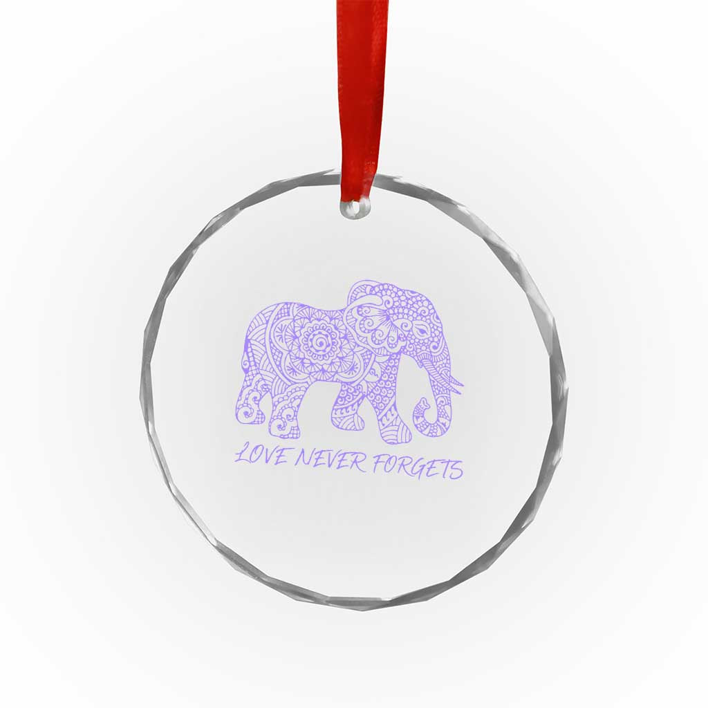 Love Never Forgets Elephant Mandala Crystal Glass Ornament Animal Lover Gift