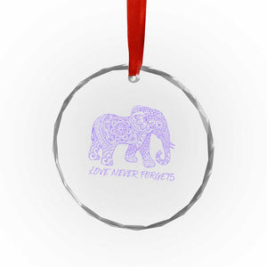 Love Never Forgets Elephant Mandala Crystal Glass Ornament Animal Lover Gift