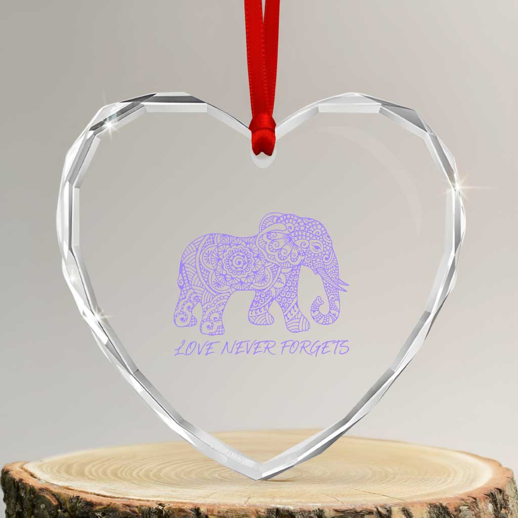 Love Never Forgets Elephant Mandala Heart Crystal Glass Ornament Animal Lover Gift TS12 Transparent Glass 3'' Heart Print Your Wear