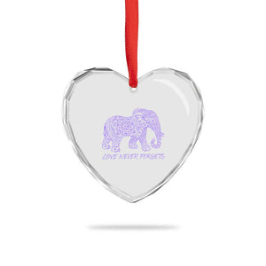 Love Never Forgets Elephant Mandala Heart Crystal Glass Ornament Animal Lover Gift