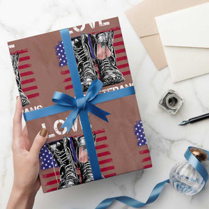 Love Our Veterans Wrapping Paper Roll American Flag Military Supportive Veterans Day TS10 Mocha Print Your Wear