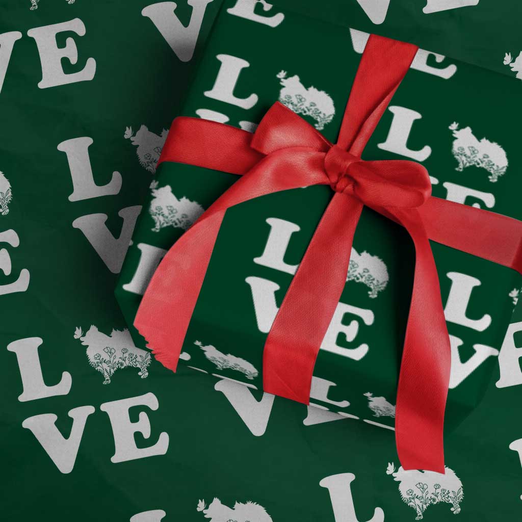 Love Pomeranian Wrapping Paper Roll Cute Pom Dog Lover Gift TS12 Green Print Your Wear