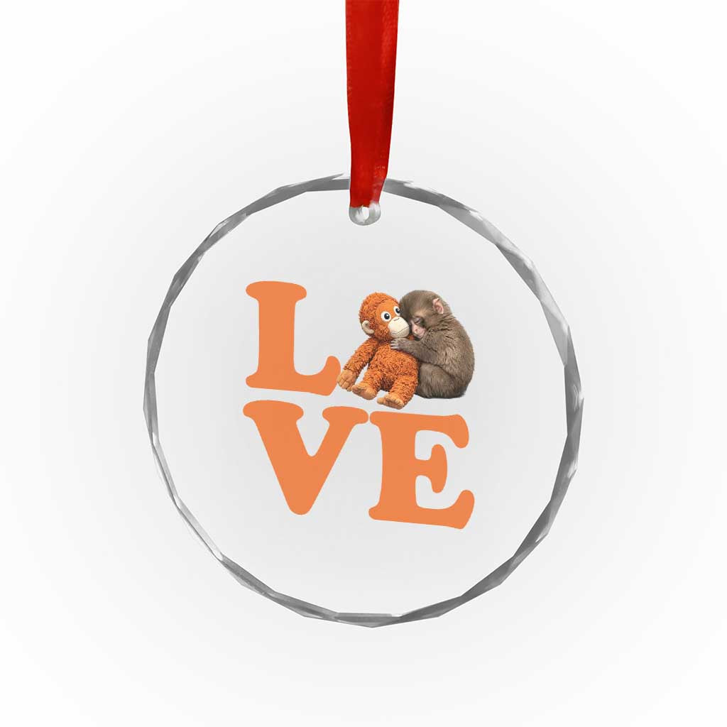 Love Punch the Baby Monkey Crystal Glass Ornament Cute Hugging Plush Toy Viral Friendship TS02 Print Your Wear