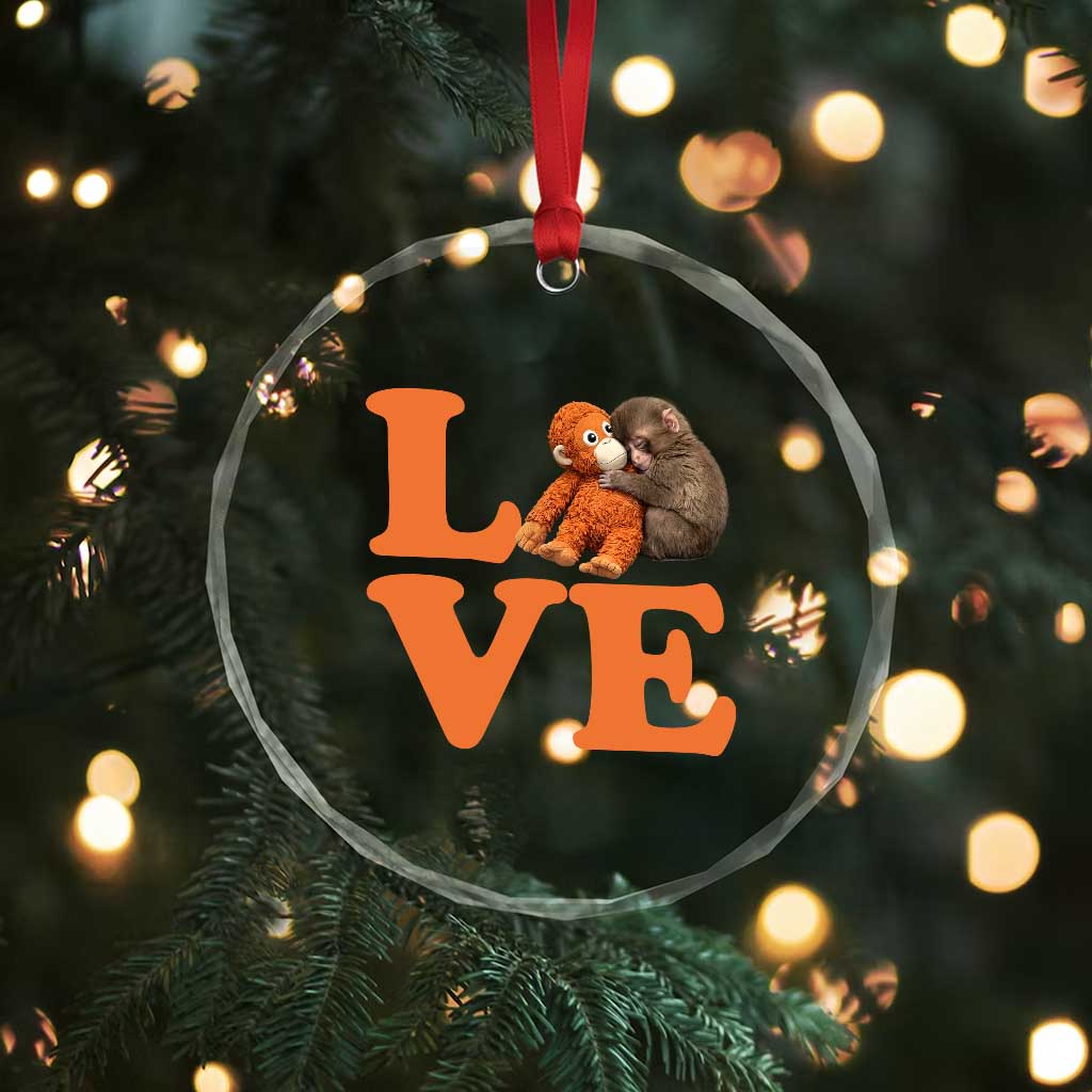 Love Punch the Baby Monkey Crystal Glass Ornament Cute Hugging Plush Toy Viral Friendship TS02 Print Your Wear