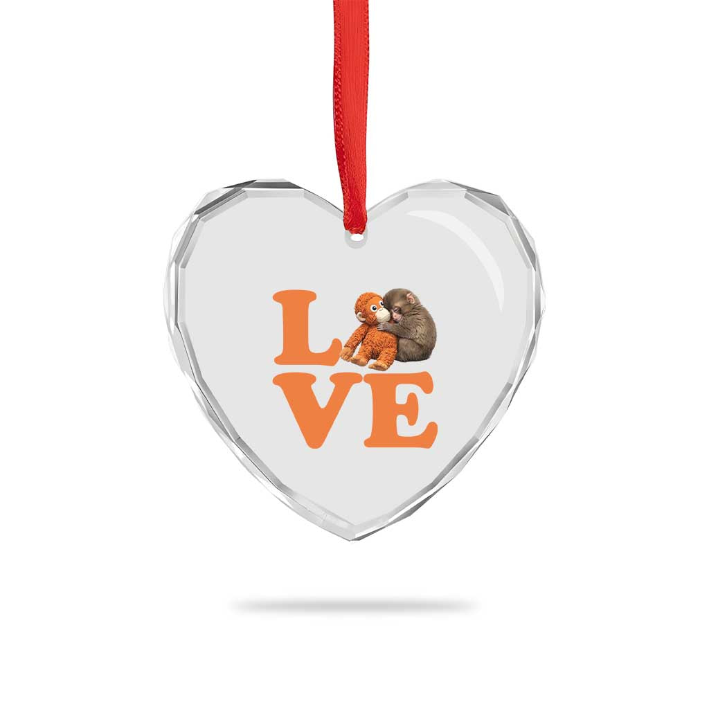 Love Punch the Baby Monkey Heart Crystal Glass Ornament Cute Hugging Plush Toy Viral Friendship TS02 Print Your Wear