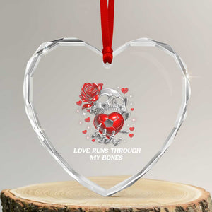 Love Runs Through My Bones Heart Crystal Glass Ornament Funny Skeleton Soccer Gift TS12 Transparent Glass 3'' Heart Print Your Wear