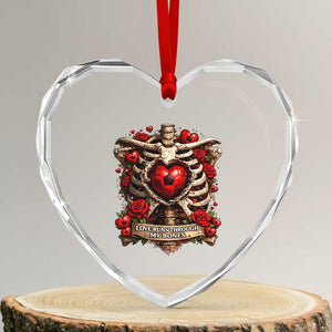 Love Runs Through My Bones Heart Crystal Glass Ornament Funny Skeleton Soccer Player Gift TS12 Transparent Glass 3'' Heart Print Your Wear