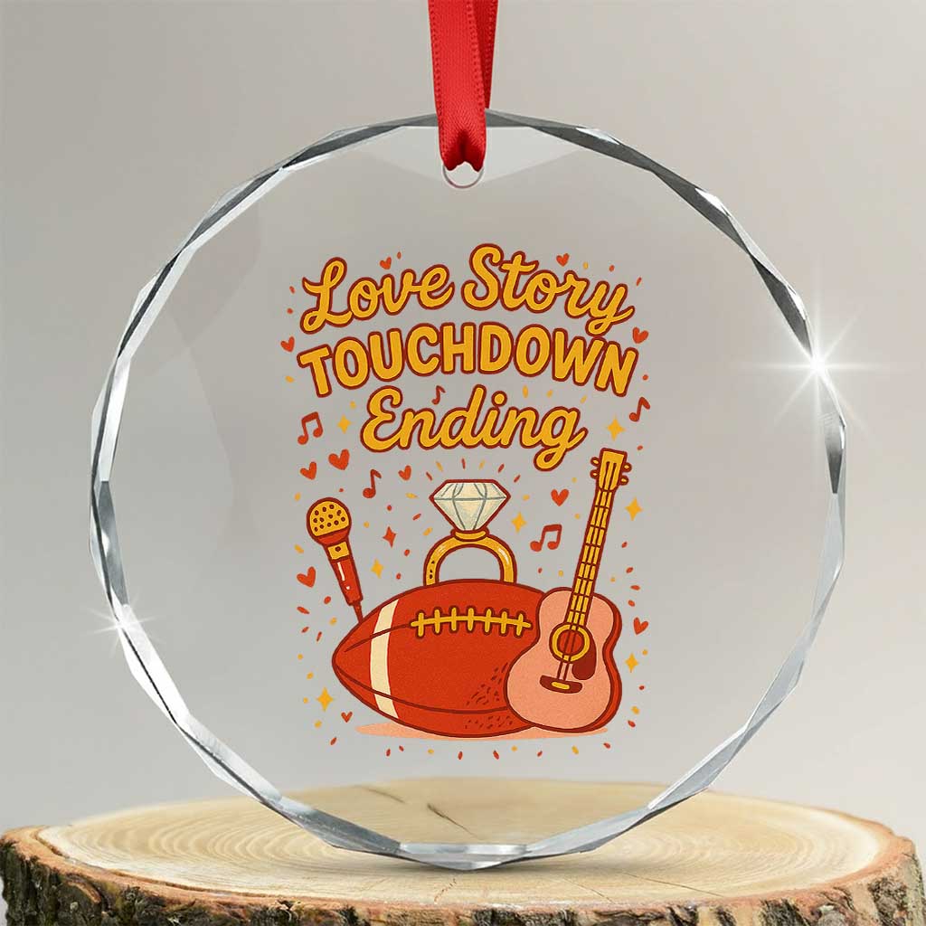 Love Story Touchdown Ending Crystal Glass Ornament Football And Music Engagement TS02 Transparent Glass 3'' Circle Print Your Wear