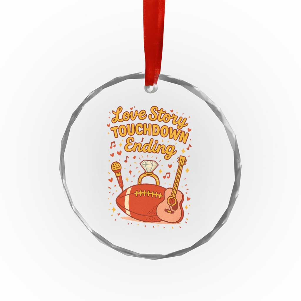 Love Story Touchdown Ending Crystal Glass Ornament Football And Music Engagement TS02 Transparent Glass 3'' Circle Print Your Wear