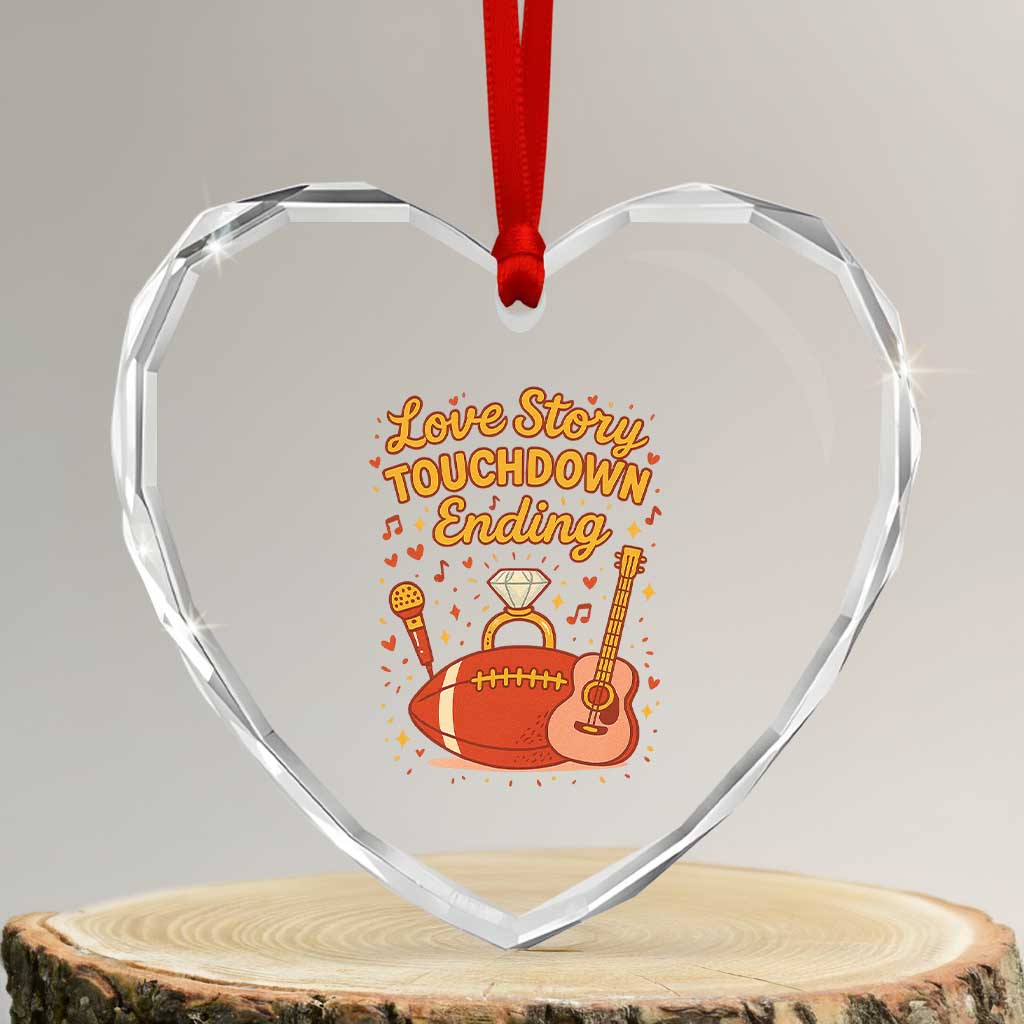 Love Story Touchdown Ending Heart Crystal Glass Ornament Football And Music Engagement TS02 Transparent Glass 3'' Heart Print Your Wear