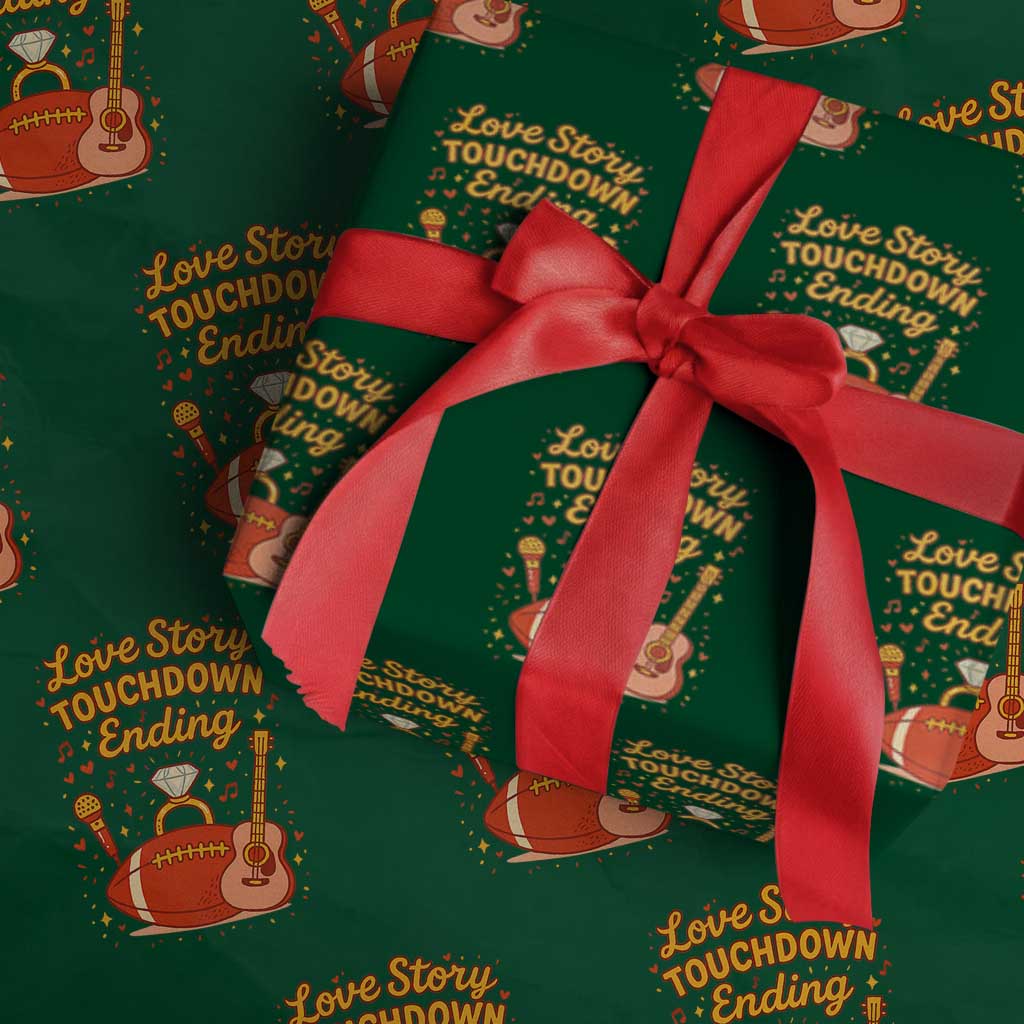 Love Story Touchdown Ending Wrapping Paper Roll Football And Music Engagement TS02 Green Print Your Wear