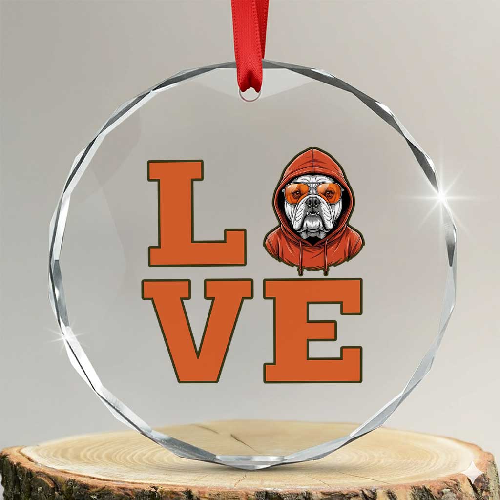 Love Vintage Cool Bulldog Crystal Glass Ornament Game Day Dog Lover TS12 Transparent Glass 3'' Circle Print Your Wear