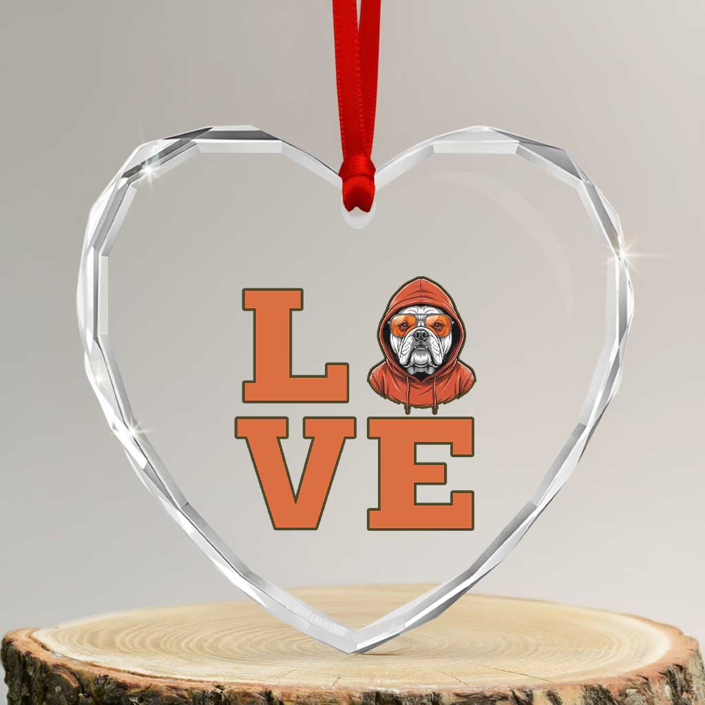 Love Vintage Cool Bulldog Heart Crystal Glass Ornament Game Day Dog Lover TS12 Transparent Glass 3'' Heart Print Your Wear