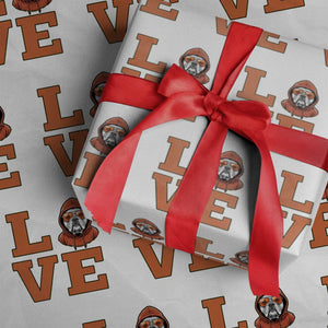 Love Vintage Cool Bulldog Wrapping Paper Roll Game Day Dog Lover TS12 White Print Your Wear