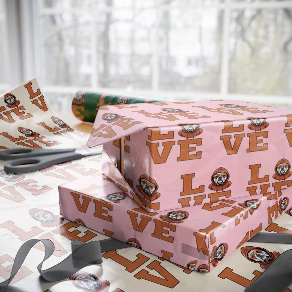 Love Vintage Cool Bulldog Wrapping Paper Roll Game Day Dog Lover TS12 Light Pink Print Your Wear