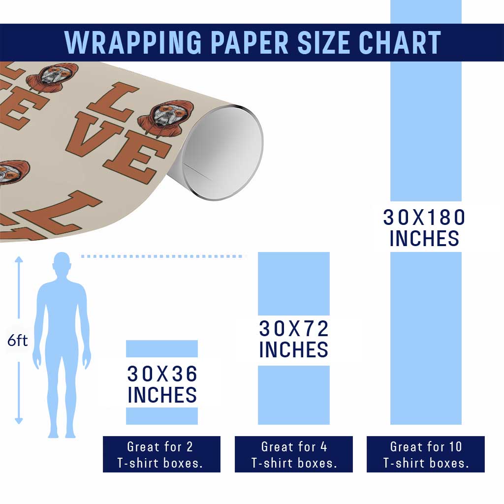 Love Vintage Cool Bulldog Wrapping Paper Roll Game Day Dog Lover TS12 Print Your Wear