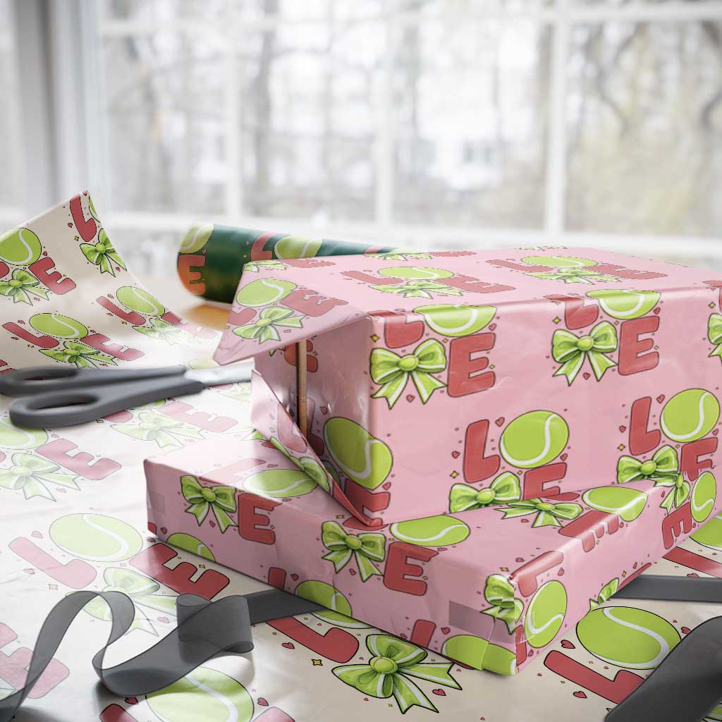 Love With A Tennis Ball Wrapping Paper Roll Valentines Day Gift TS12 Light Pink Print Your Wear