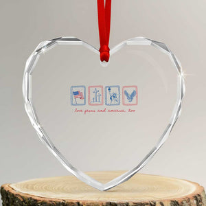 Loves Jesus and America Too Heart Crystal Glass Ornament 4th of July Christian TS14 Transparent Glass 3'' Heart Print Your Wear