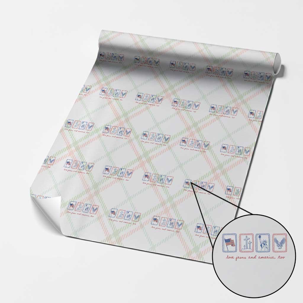 Loves Jesus and America Too Wrapping Paper Roll 4th of July Christian TS14 Christmas Plaid Print Your Wear