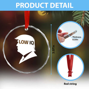 Low IQ Political Silhouette Profile Humor Crystal Glass Ornament Satirical Politics Subtle Hate TS02 Print Your Wear