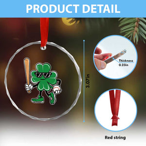 Lucky Baseball Shamrock Crystal Glass Ornament St Patrick's Day T-Ball Sport Lover Gift TS02 Print Your Wear