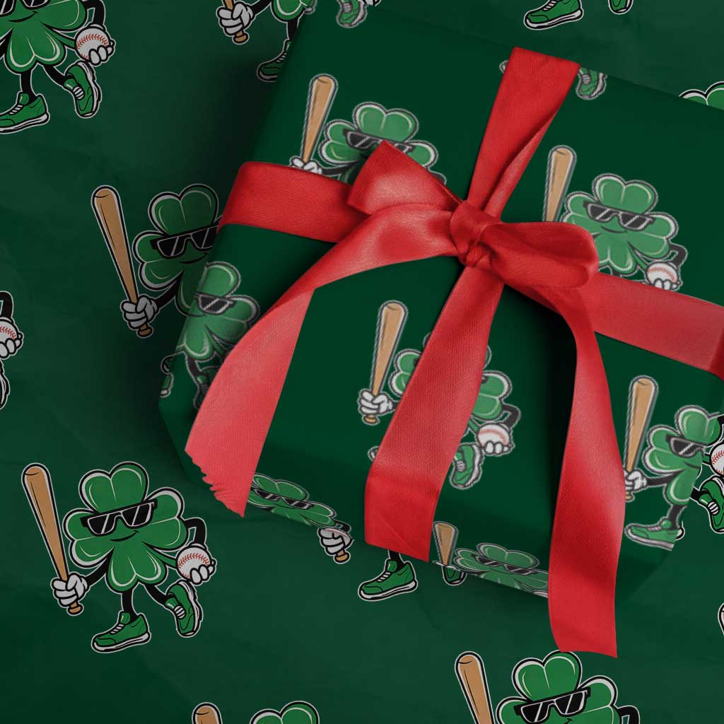 Lucky Baseball Shamrock Wrapping Paper Roll St Patrick's Day T-Ball Sport Lover Gift TS02 Green Print Your Wear
