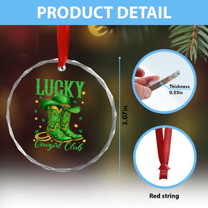 Lucky Cowgirl Club Crystal Glass Ornament Western Irish Cowboy St Patrick Day TS14 Print Your Wear