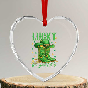 Lucky Cowgirl Club Heart Crystal Glass Ornament Western Irish Cowboy St Patrick Day TS14 Transparent Glass 3'' Heart Print Your Wear