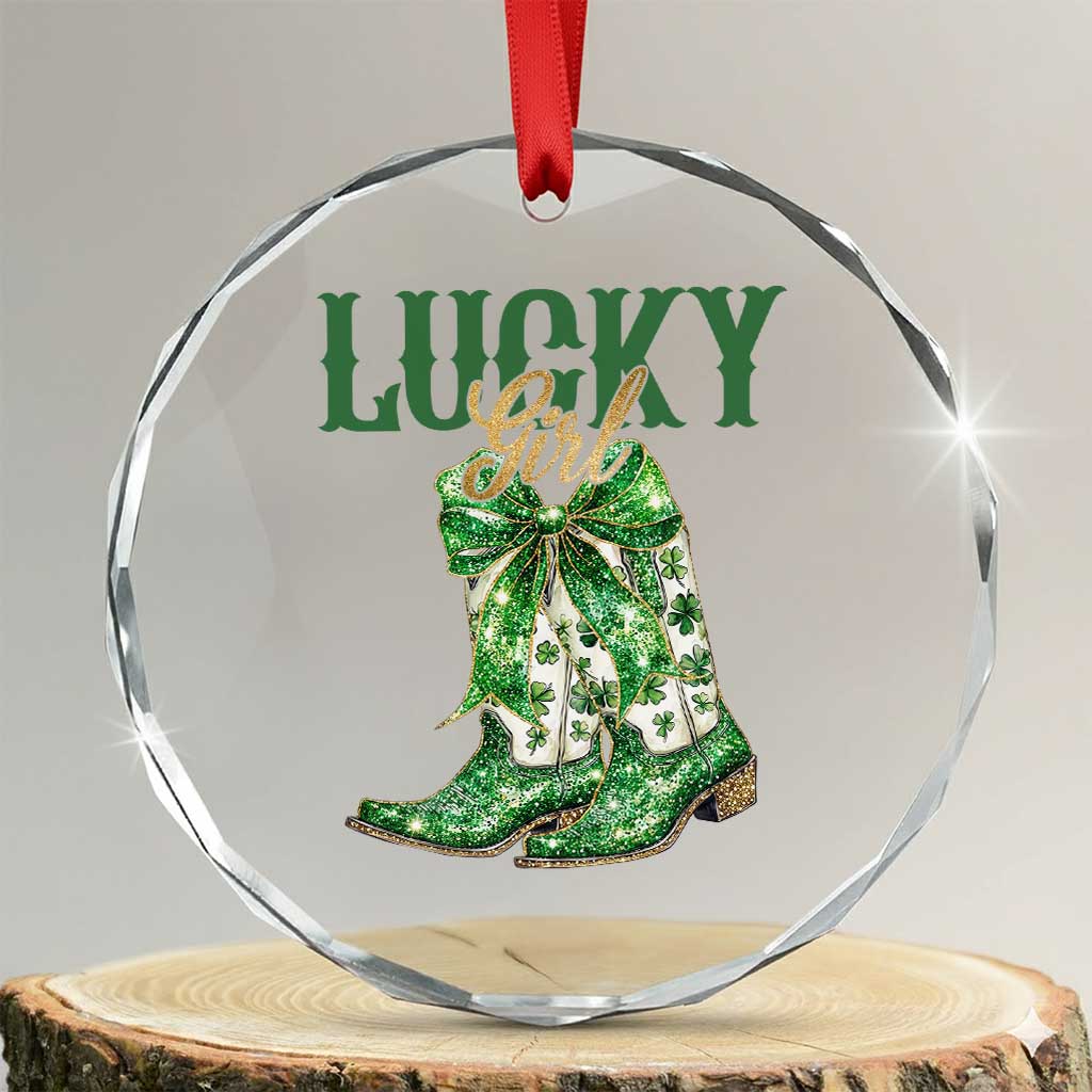 Lucky Cowgirl Crystal Glass Ornament Western Irish Cowboy St Patrick Day TS14 Transparent Glass 3'' Circle Print Your Wear