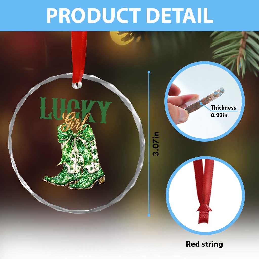 Lucky Cowgirl Crystal Glass Ornament Western Irish Cowboy St Patrick Day TS14 Print Your Wear