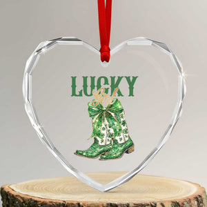 Lucky Cowgirl Heart Crystal Glass Ornament Western Irish Cowboy St Patrick Day TS14 Transparent Glass 3'' Heart Print Your Wear