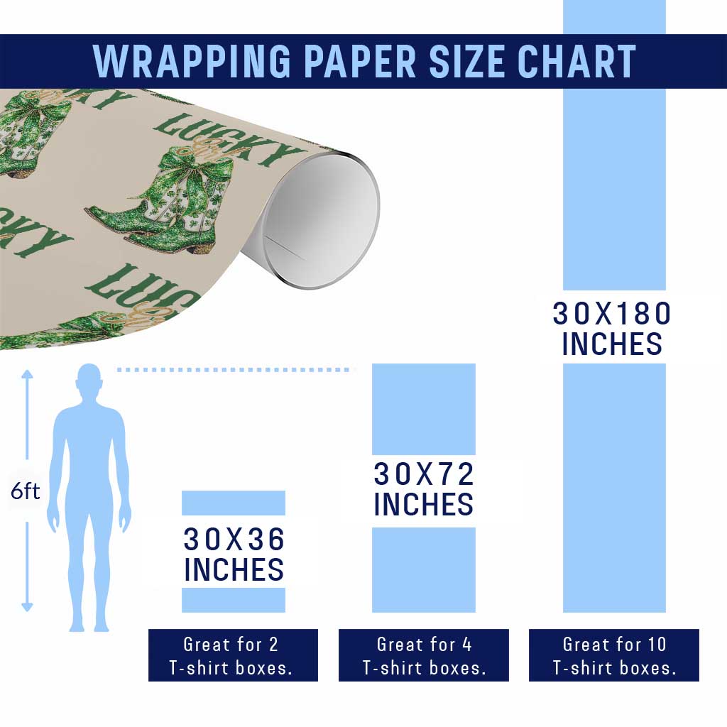 Lucky Cowgirl Wrapping Paper Roll Western Irish Cowboy St Patrick Day TS14 Print Your Wear