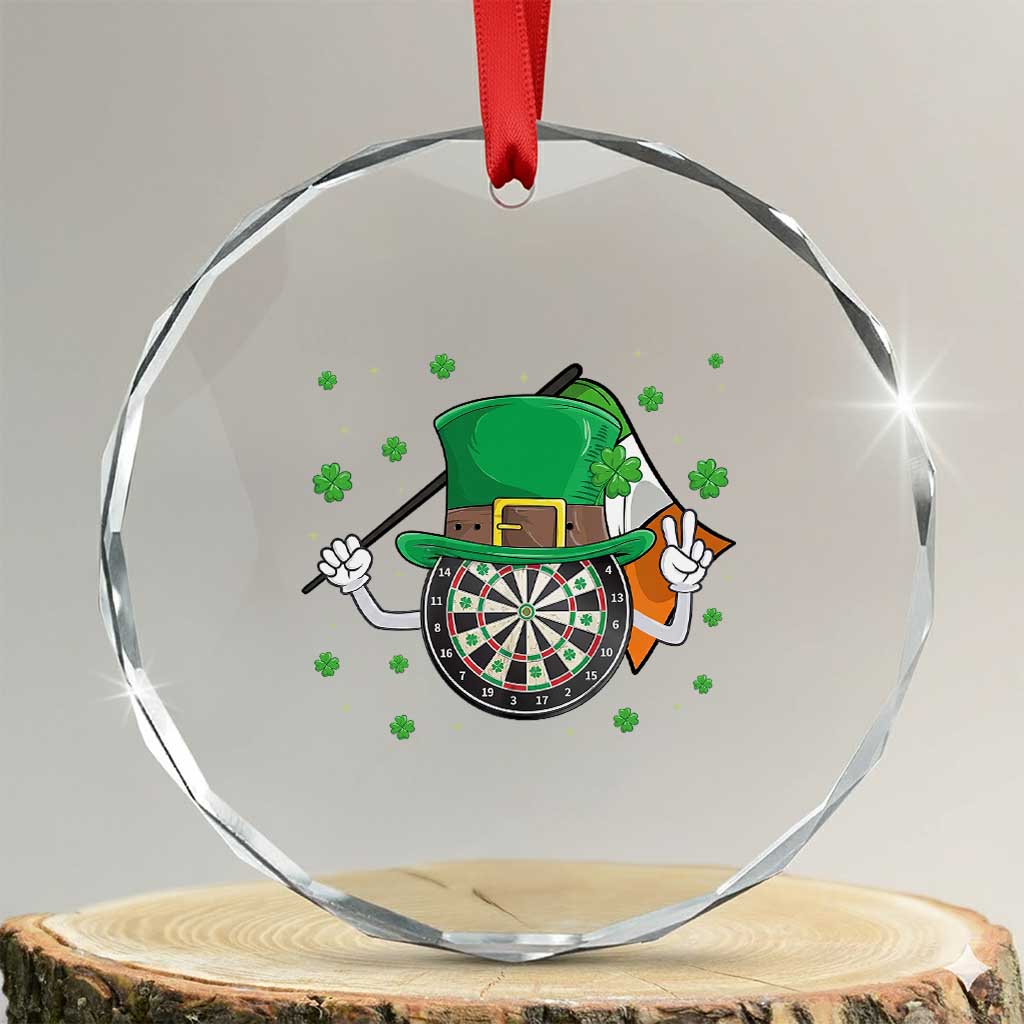 Lucky Darts Board With Irish Flag Crystal Glass Ornament St Patricks Day Gift TS12 Transparent Glass 3'' Circle Print Your Wear