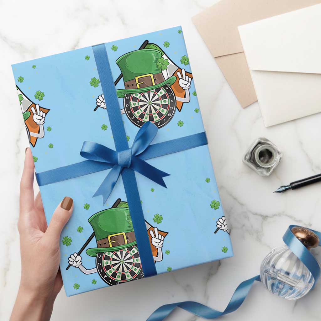 Lucky Darts Board With Irish Flag Wrapping Paper Roll St Patricks Day Gift TS12 Light Blue Print Your Wear