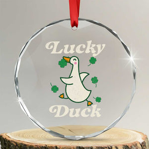 Lucky Duck Crystal Glass Ornament St Patricks Day Shamrock Irish TS10 Transparent Glass 3'' Circle Print Your Wear