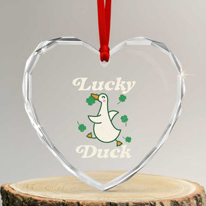 Lucky Duck Heart Crystal Glass Ornament St Patricks Day Shamrock Irish TS10 Transparent Glass 3'' Heart Print Your Wear