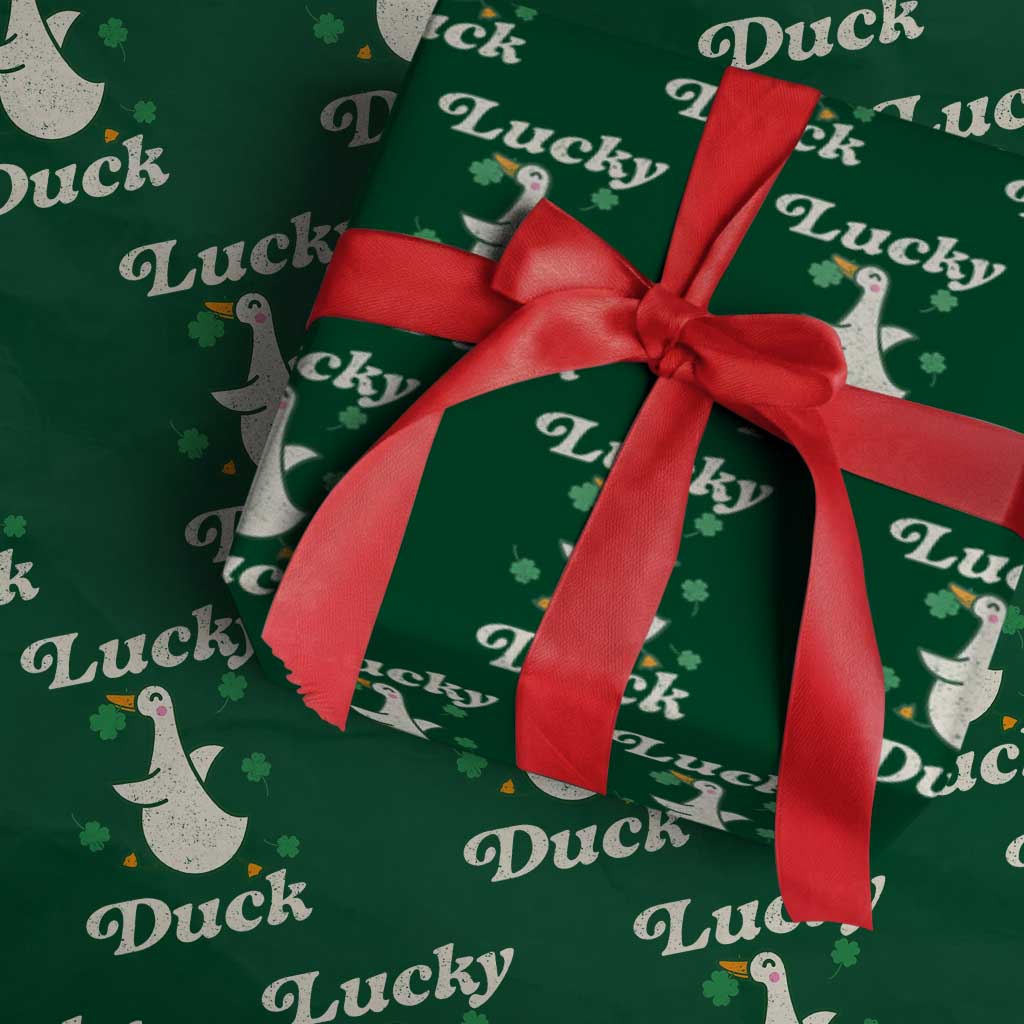 Lucky Duck Wrapping Paper Roll St Patricks Day Shamrock Irish TS10 Green Print Your Wear