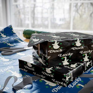 Lucky Duck Wrapping Paper Roll St Patricks Day Shamrock Irish TS10 Black Print Your Wear
