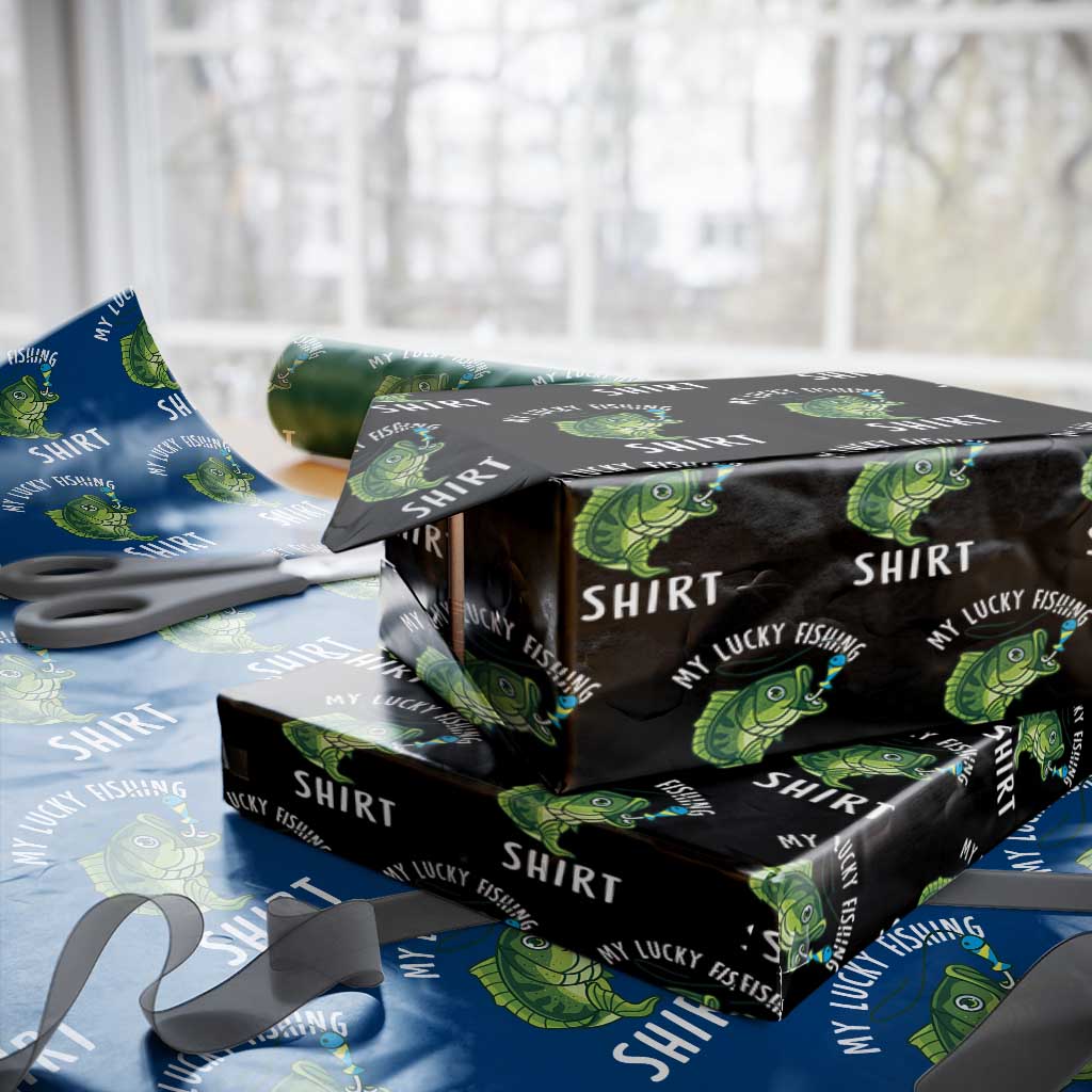 Lucky Fishing Wrapping Paper Roll Funny Fisherman Fish Lovers TS10 Black Print Your Wear