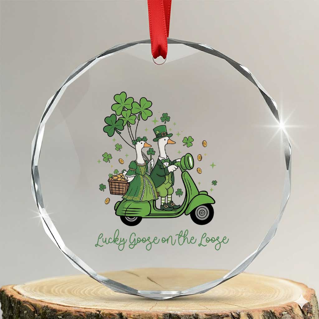 Lucky Goose On The Loose Crystal Glass Ornament St Patricks Day Irish Pride TS12 Transparent Glass 3'' Circle Print Your Wear