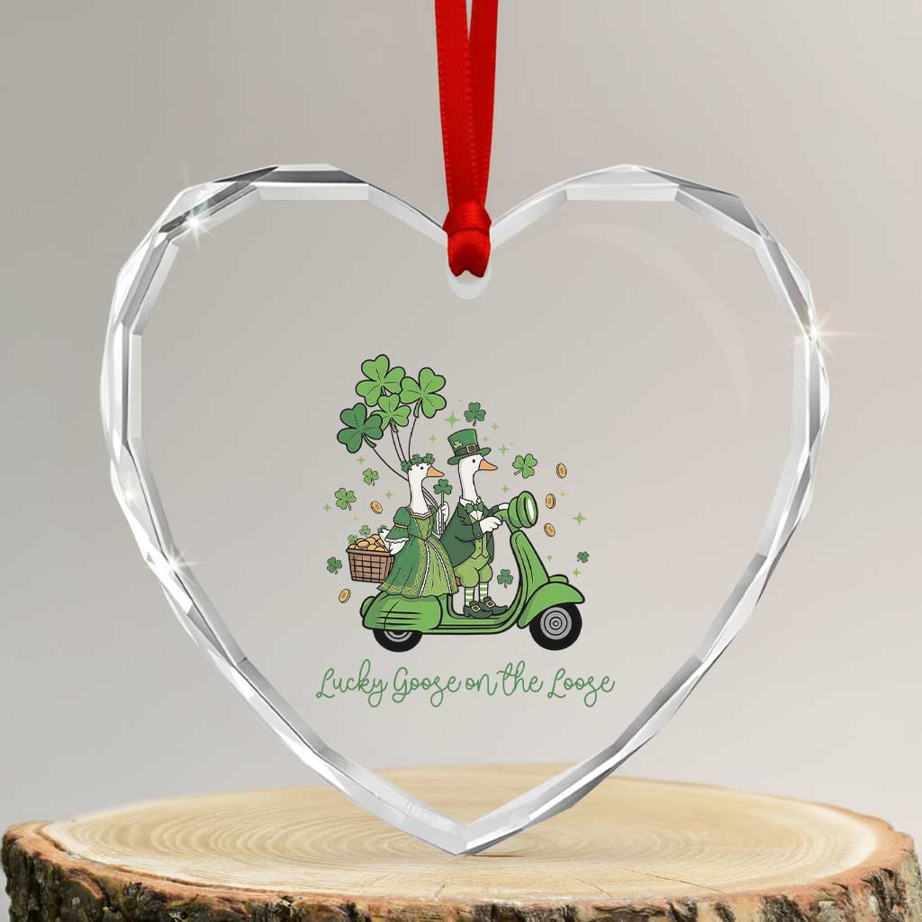 Lucky Goose On The Loose Heart Crystal Glass Ornament St Patricks Day Irish Pride TS12 Transparent Glass 3'' Heart Print Your Wear
