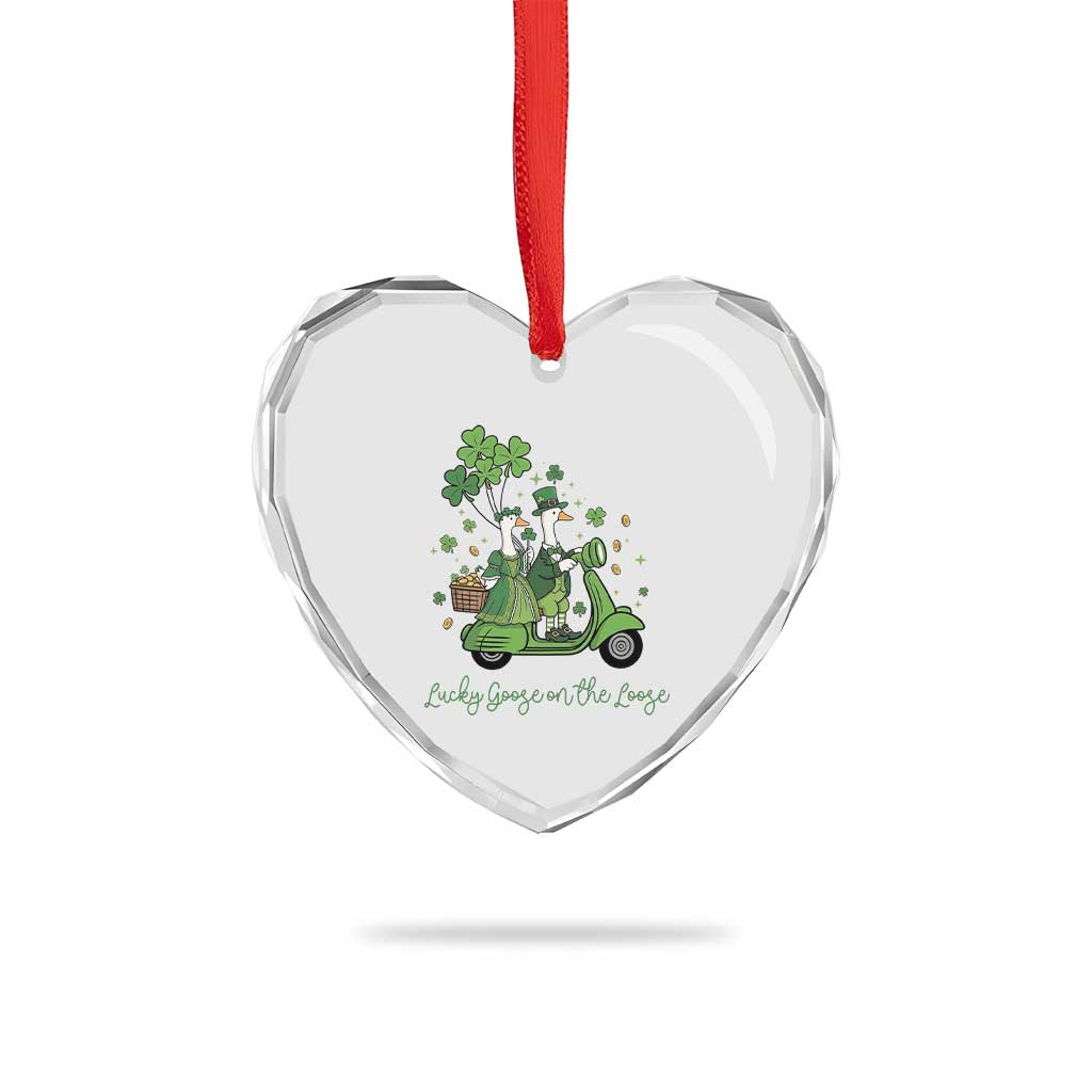 Lucky Goose On The Loose Heart Crystal Glass Ornament St Patricks Day Irish Pride TS12 Print Your Wear